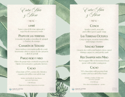 Entre Mar y Mesa Menu