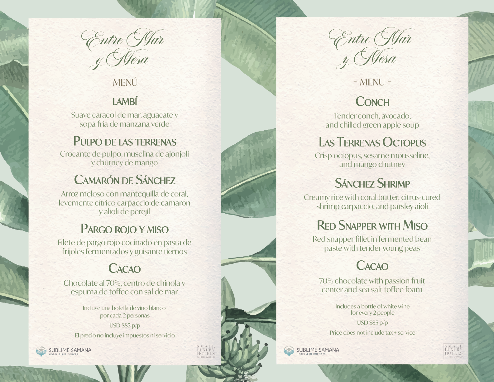 M&M-menu Entre Mar y Mesa Menu