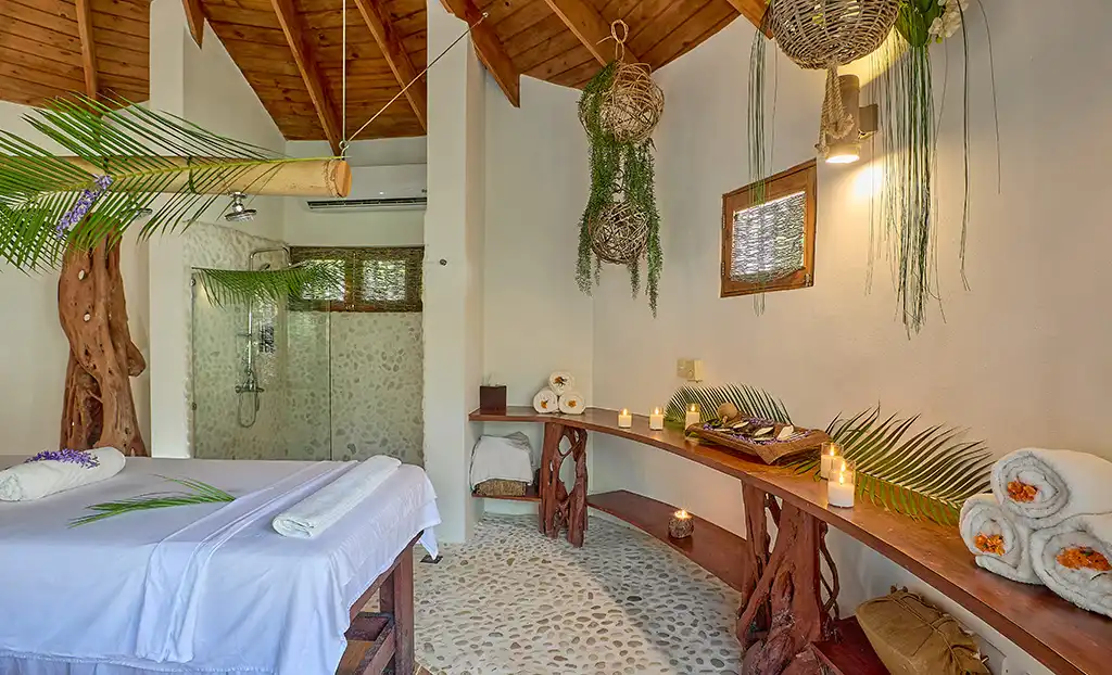 Coconut Whispers Spa at Sublime Samana treatment room surrounded by tropical nature